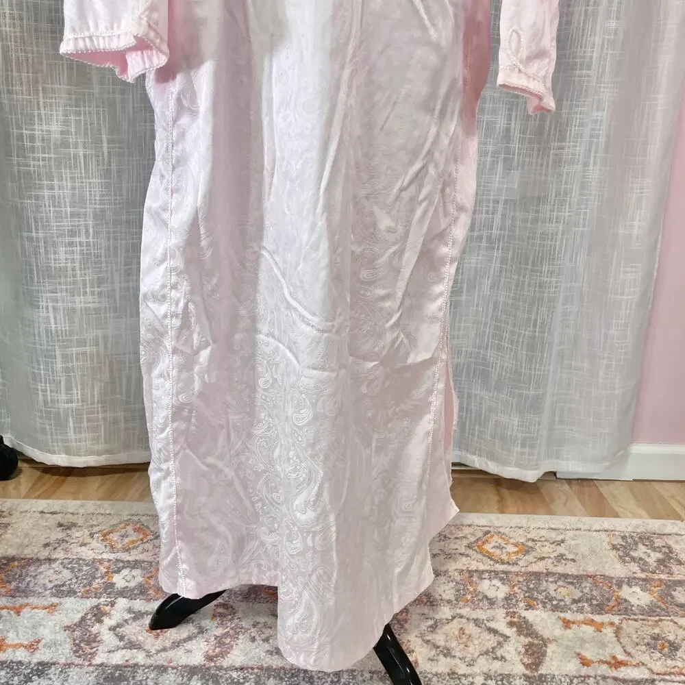 VTG Oscar De La Renta Night Gown Pink Paisley Satin Feminine Coquette Soft Girl